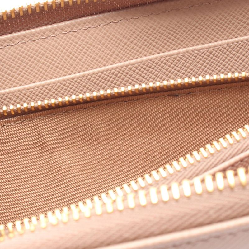 Prada Round Long Wallet Saffiano Multic 1ml506 Pink Beige Saffiano Leather