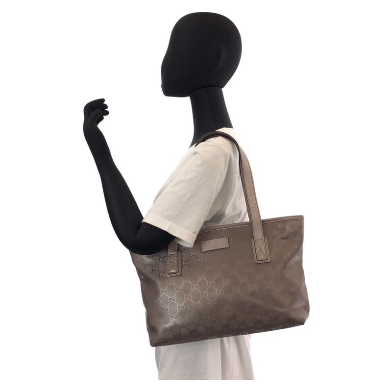 Gucci GG Imprime Gray PVC Leather 211138 Tote Bag Shoulder Bag Women 500699