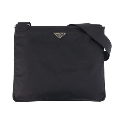 Prada Tessuto Triangle Logo Plate Black Nylon Shoulder Bag Messenger Bag Women