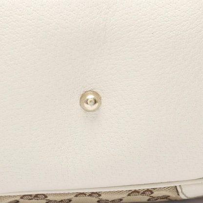 Gucci Tote Bamboo Horsebit GG Canvas 154375 Beige Ivory Canvas Leather Bamboo