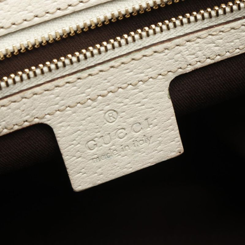 Gucci Tote Bamboo Horsebit GG Canvas 154375 Beige Ivory Canvas Leather Bamboo