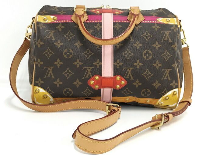Louis Vuitton 2-Way Shoulder Handbag Monogram Summer Trunk Collection Speedy