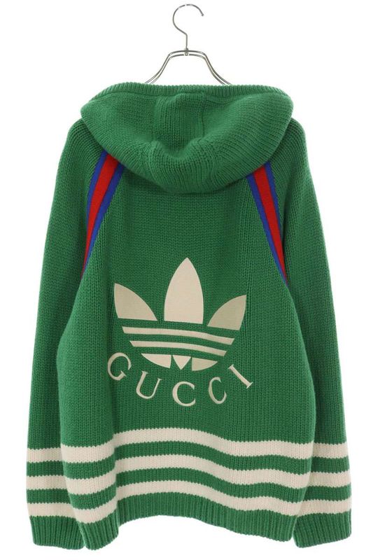 Gucci X Adidas 723079 Xkcut Logo Embroidery Knit Pullover Hoodie Men's L