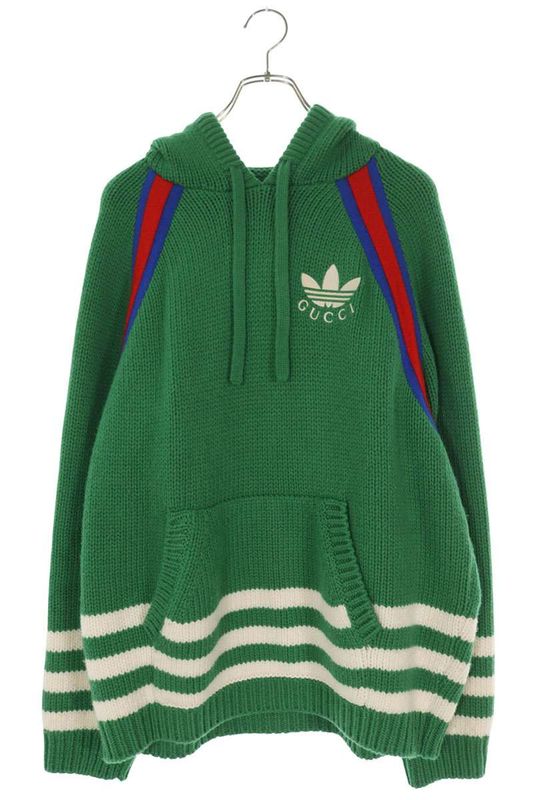 Gucci X Adidas 723079 Xkcut Logo Embroidery Knit Pullover Hoodie Men's L