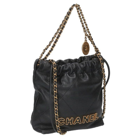 Chanel 22 Mini Cutout Logo Caviar Skin Chain Leather Shoulder Bag Ladies MINI