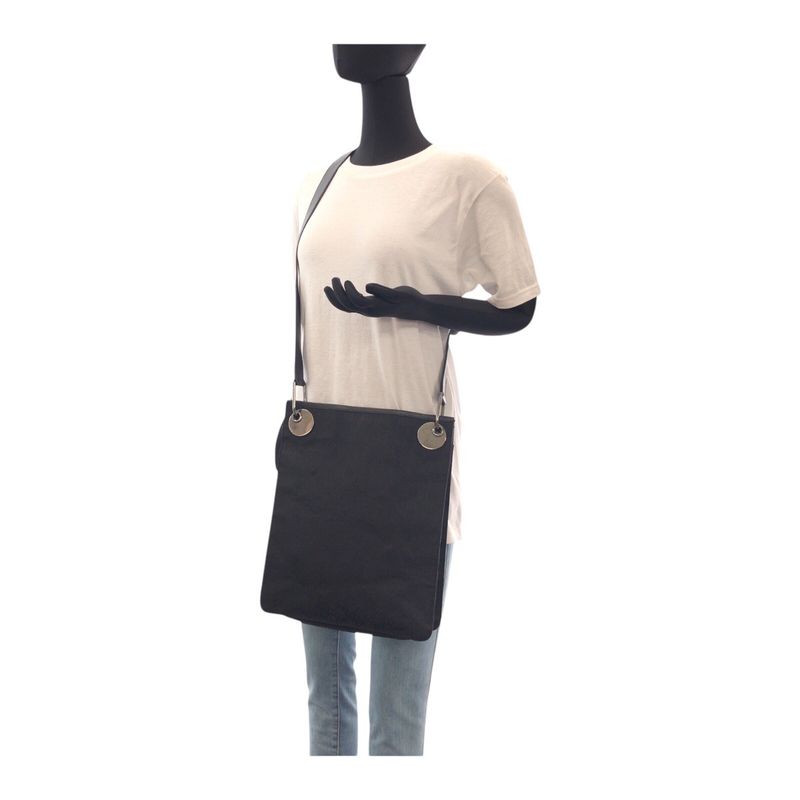 Prada Tessuto Triangle Logo Plate Black Silver Hardware Nylon Shoulder Bag