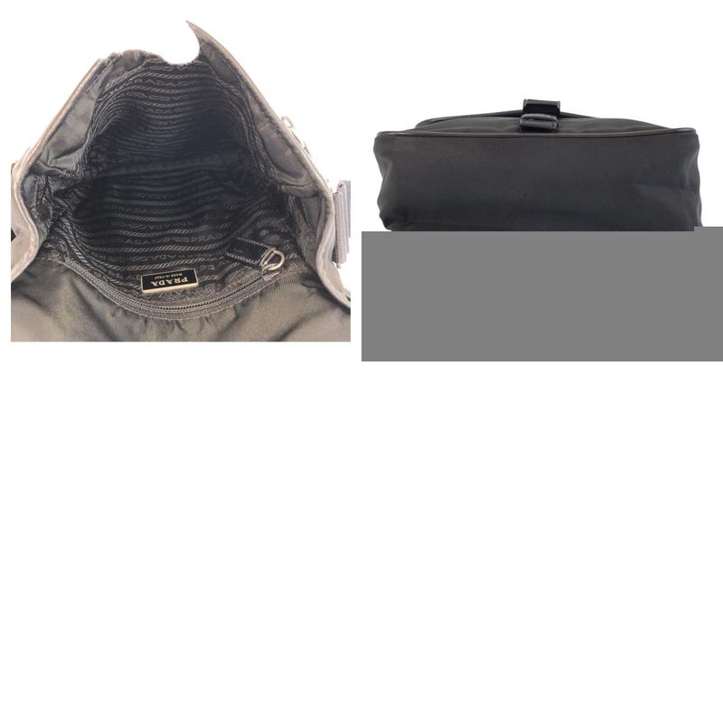 Prada Tessuto Triangle Logo Plate Black Silver Hardware Nylon Shoulder Bag