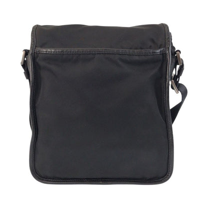 Prada Tessuto Triangle Logo Plate Black Silver Hardware Nylon Shoulder Bag
