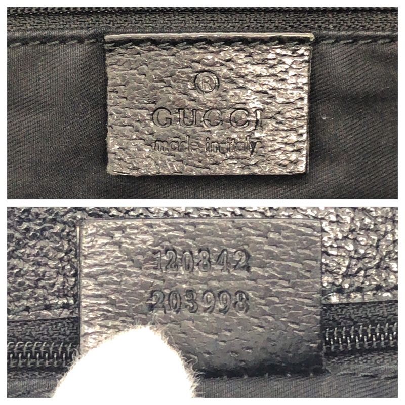 Gucci Black Silver Hardware GG Canvas Leather 120842 Shoulder Bag Pochette