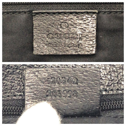 Gucci Black Silver Hardware GG Canvas Leather 120842 Shoulder Bag Pochette