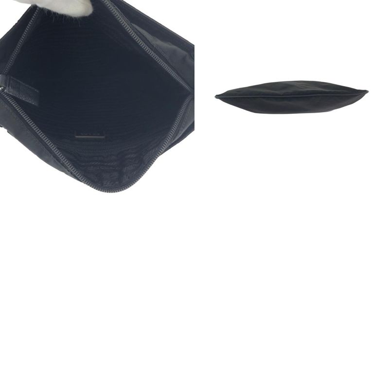 Prada Tessuto Triangle Logo Plate Black Silver Hardware Nylon Shoulder Bag