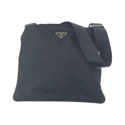 Prada Tessuto Triangle Logo Plate Black Silver Hardware Nylon Shoulder Bag