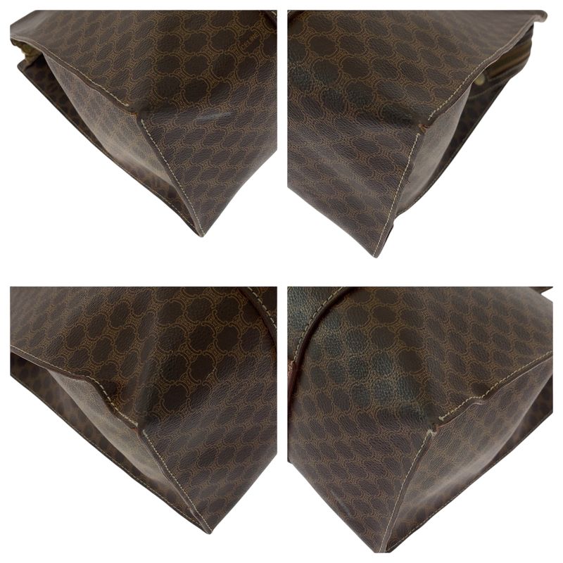 Celine Vintage Macadam Pattern Brown Gold Hardware PVC Mc96 Tote Bag Shoulder