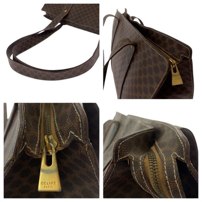 Celine Vintage Macadam Pattern Brown Gold Hardware PVC Mc96 Tote Bag Shoulder