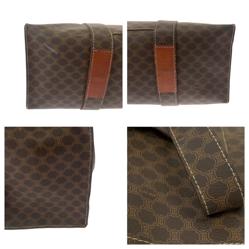 Celine Vintage Macadam Pattern Brown Gold Hardware PVC Mc96 Tote Bag Shoulder