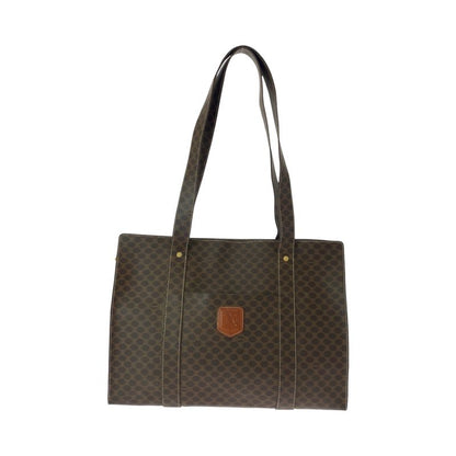 Celine Vintage Macadam Pattern Brown Gold Hardware PVC Mc96 Tote Bag Shoulder