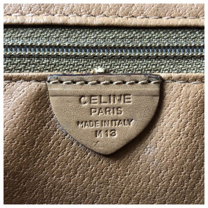 Celine Vintage Macadam Brown Gold Hardware PVC Leather Shoulder Bag Pochette