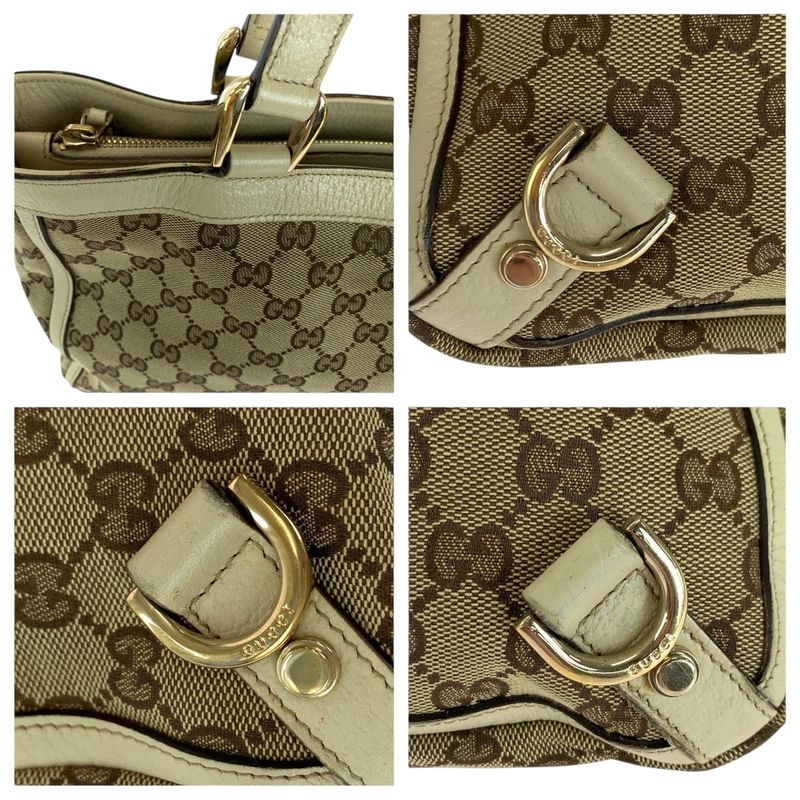 Gucci Beige Ivory Gold Hardware GG Canvas 170004 Tote Handbag Ladies 506358