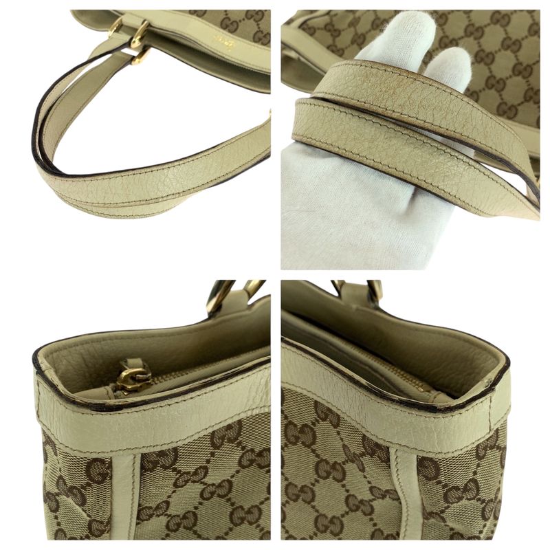 Gucci Beige Ivory Gold Hardware GG Canvas 170004 Tote Handbag Ladies 506358