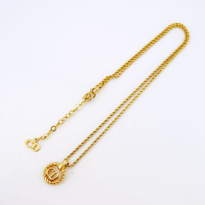 Christian Dior Necklace CD Logo Round Shape Circle GP Plated Gold Ladies