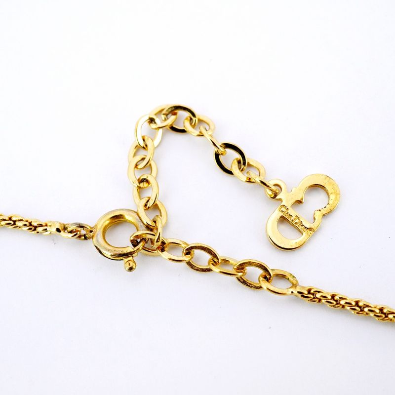 Christian Dior Necklace CD Logo Round Shape Circle GP Plated Gold Ladies