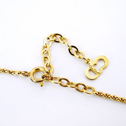 Christian Dior Necklace CD Logo Round Shape Circle GP Plated Gold Ladies