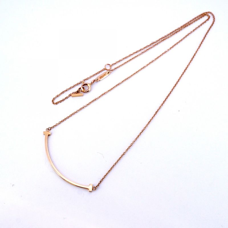 Tiffany & Co Necklace T-smile Small 18K Pink Gold Pink Gold Ladies