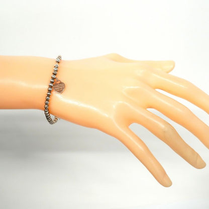Tiffany & Co Bracelet Return To Heart Beaded Silver 925 Rubed Metal Women's