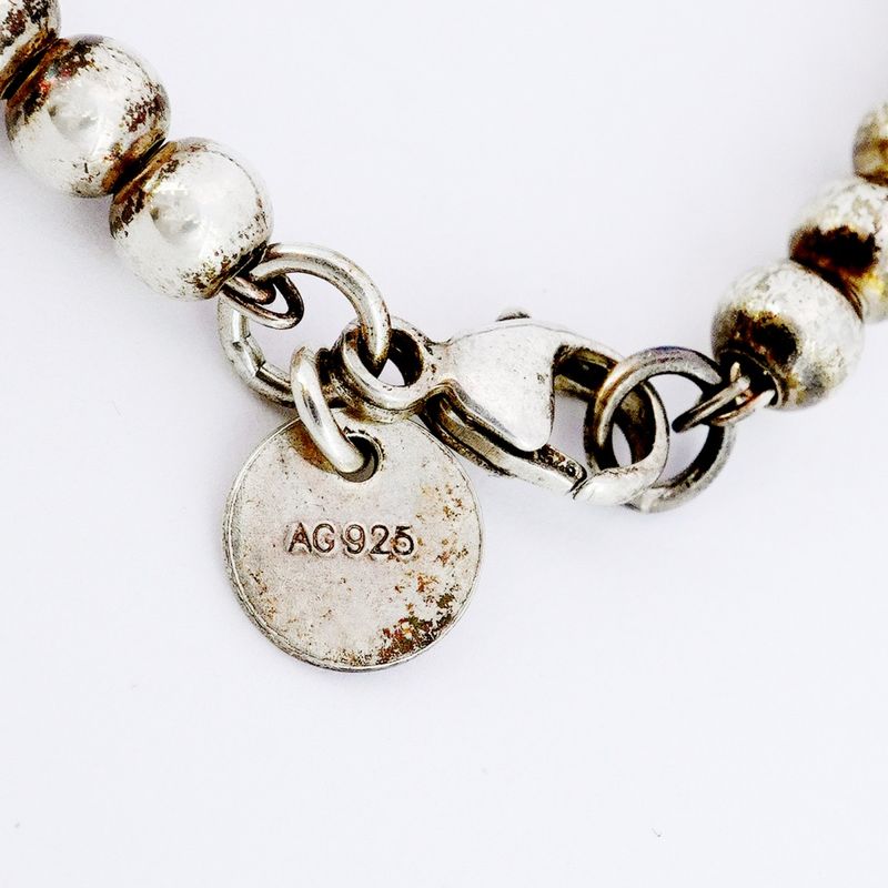 Tiffany & Co Bracelet Return To Heart Beaded Silver 925 Rubed Metal Women's