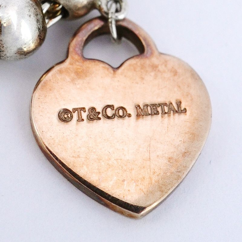 Tiffany & Co Bracelet Return To Heart Beaded Silver 925 Rubed Metal Women's