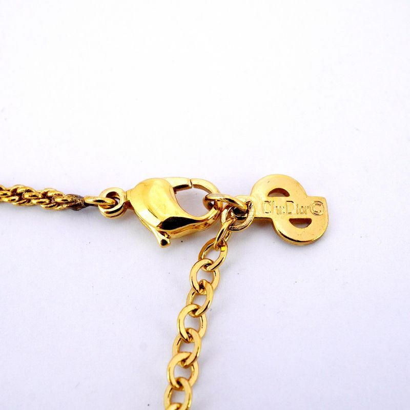 Christian Dior Necklace CD Logo Bag Motif GP Plated Gold Ladies