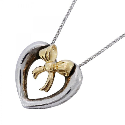 Tiffany & Co Necklace Heart Ribbon 18K Yellow Gold Yellow Gold Silver 925 Women