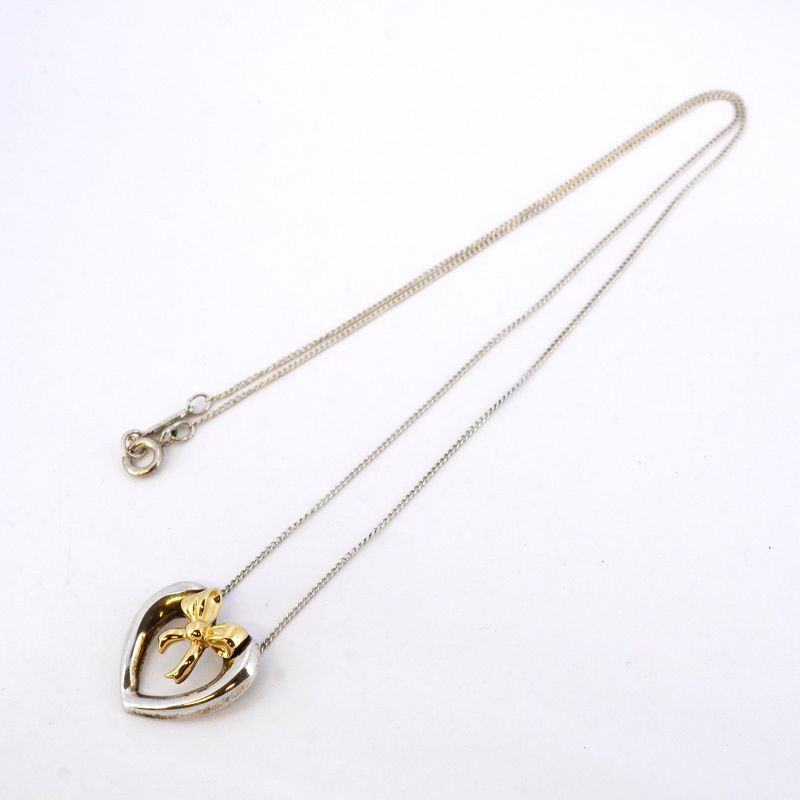 Tiffany & Co Necklace Heart Ribbon 18K Yellow Gold Yellow Gold Silver 925 Women