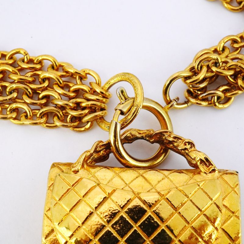 Chanel Necklace Vintage Coco Mark Matelasse GP Plated Gold Ladies