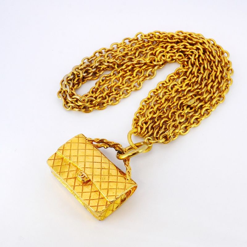 Chanel Necklace Vintage Coco Mark Matelasse GP Plated Gold Ladies