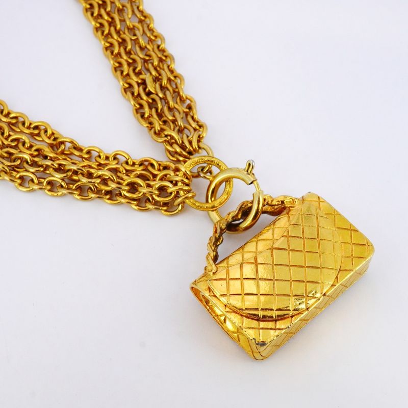 Chanel Necklace Vintage Coco Mark Matelasse GP Plated Gold Ladies