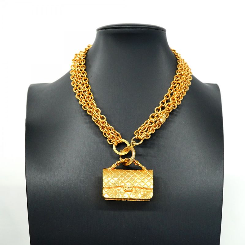 Chanel Necklace Vintage Coco Mark Matelasse GP Plated Gold Ladies