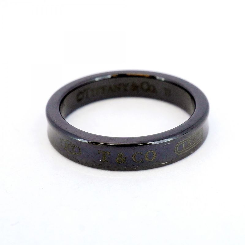 Tiffany & Co Ring Narrow Titanium Black #15 Men's Women's Unisex