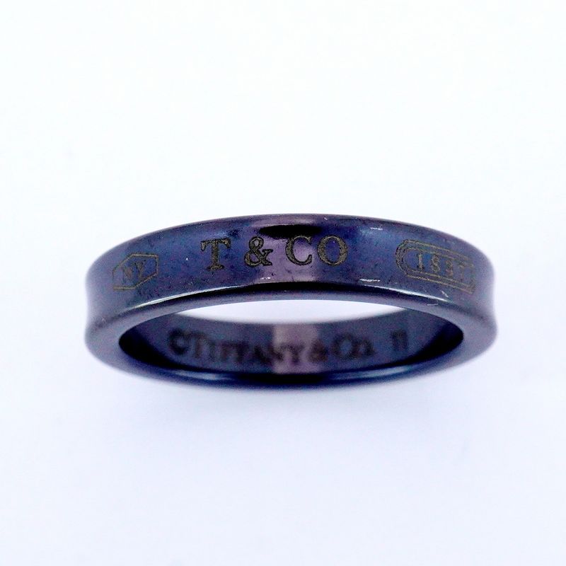 Tiffany & Co Ring Narrow Titanium Black #15 Men's Women's Unisex