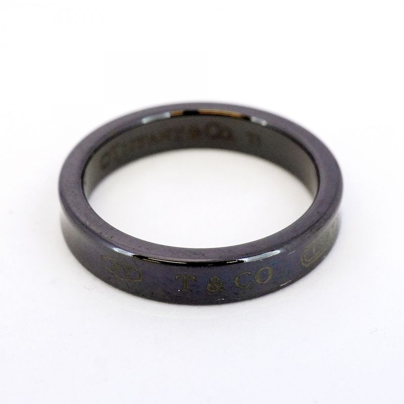 Tiffany & Co Ring Narrow Titanium Black #15 Men's Women's Unisex