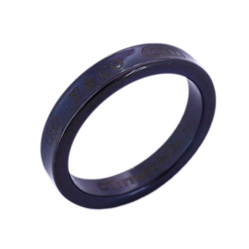Tiffany & Co Ring Narrow Titanium Black #15 Men's Women's Unisex