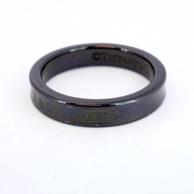 Tiffany & Co Ring Narrow Titanium Black #15 Men's Women's Unisex