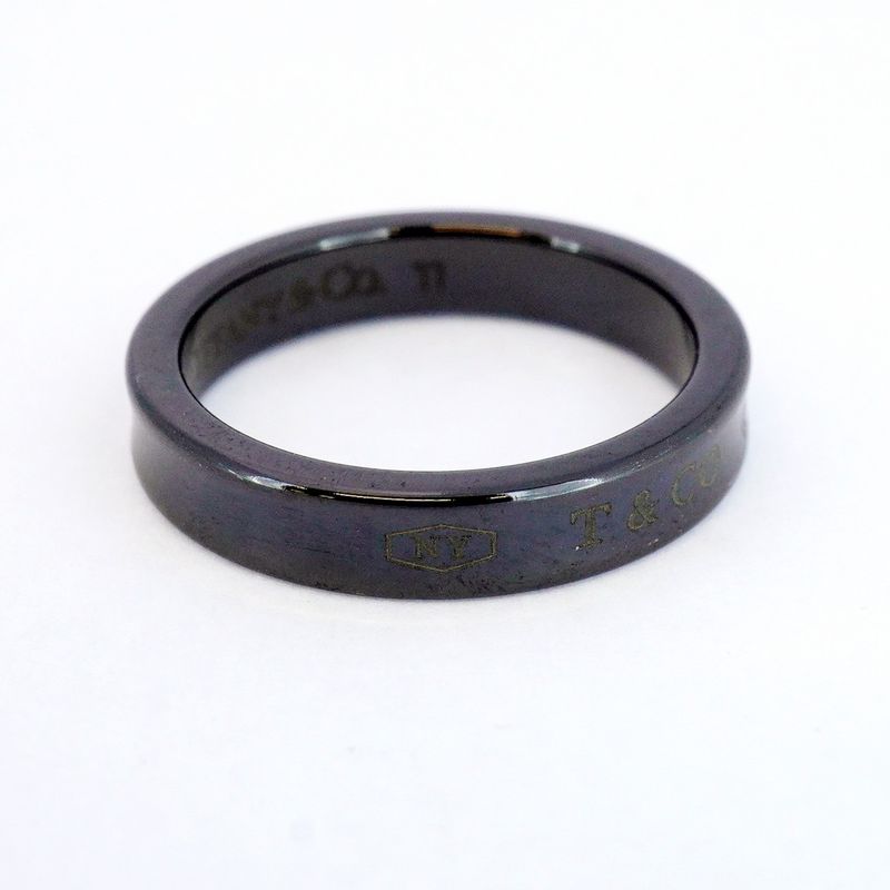 Tiffany & Co Ring Narrow Titanium Black #15 Men's Women's Unisex