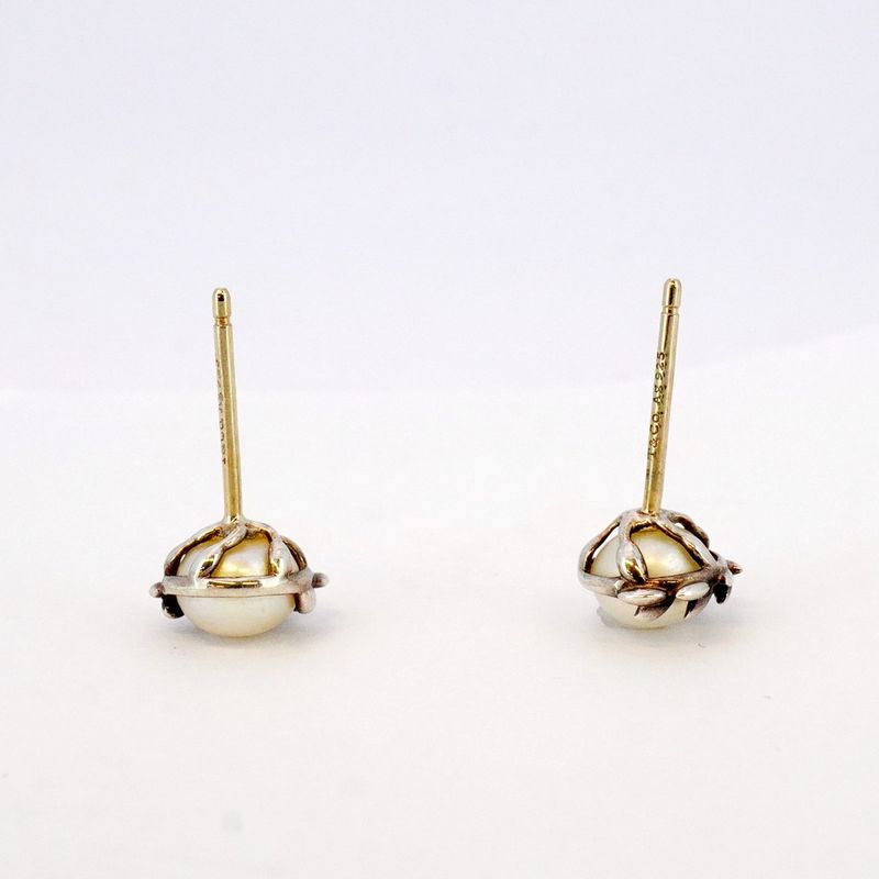 Tiffany & Co Earrings Olive Leaf 925 Silver Pearl Women's