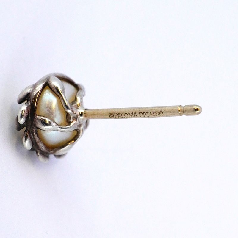 Tiffany & Co Earrings Olive Leaf 925 Silver Pearl Women's