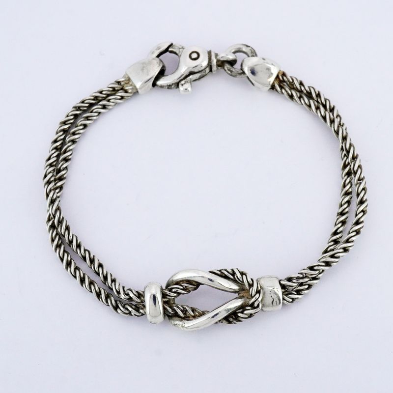 Tiffany & Co Bracelet Center Knot Double Rope Silver 925 Ladies