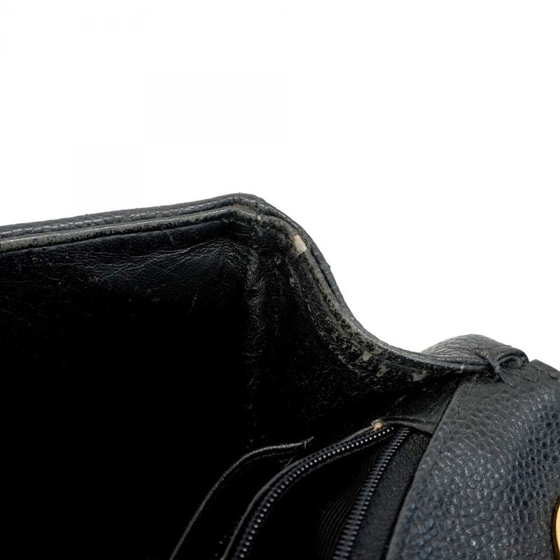 Chanel Shoulder Bag Bias Stitch Caviar Skin Black Gold Hardware Women