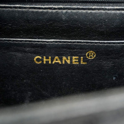 Chanel Shoulder Bag Bias Stitch Caviar Skin Black Gold Hardware Women