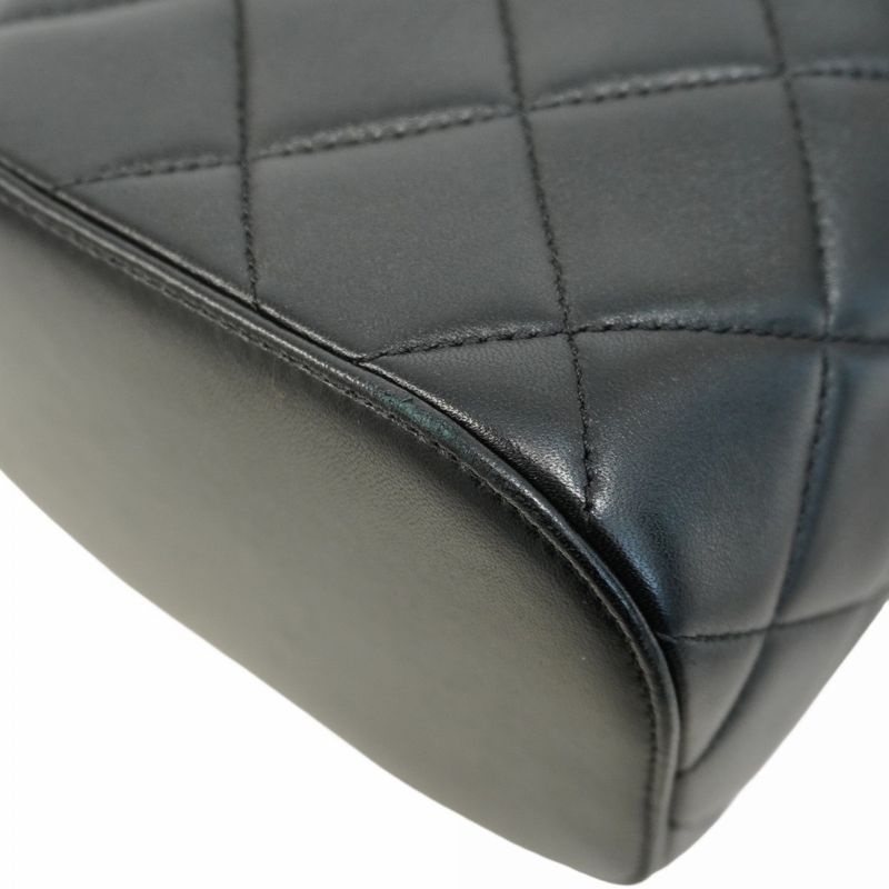 Chanel Vanity Bag Matelasse Lambskin Black Gold Hardware Women