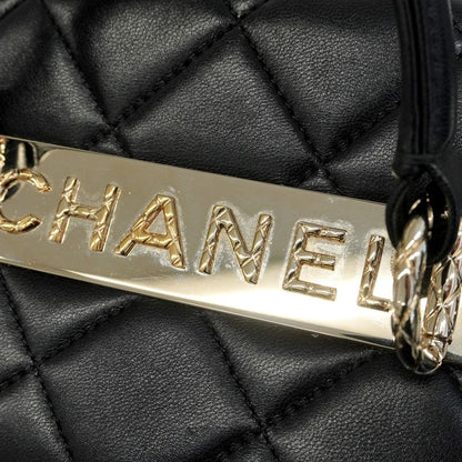 Chanel Vanity Bag Matelasse Lambskin Black Gold Hardware Women